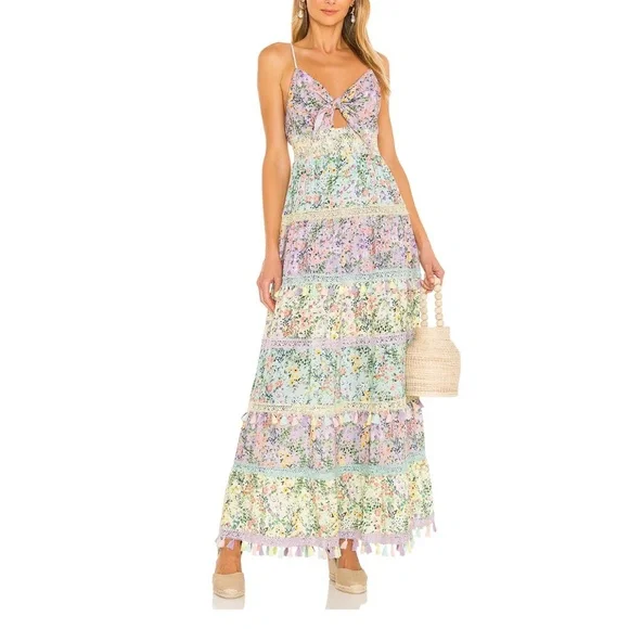 chinese dress ladies KAROLINA Floral Linen Ruffle Midi Dress – Look Want Wear Love main image 1